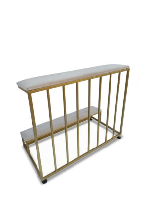 Klęcznik tapicerowany – złamana biel, konstrukcja złota