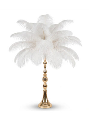 Białe pióra ze złotym stojakiem – 1 m
